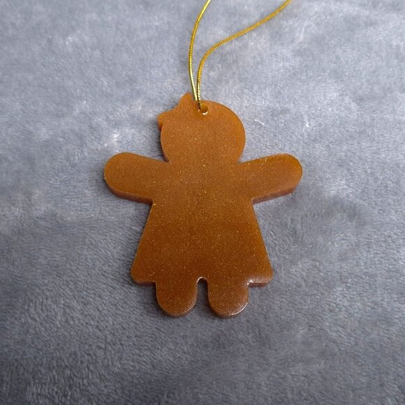 Handmade Resin Set Of 4 Glittery Gingerbread Men Women Christmas Ornaments - Picture 5 of 9